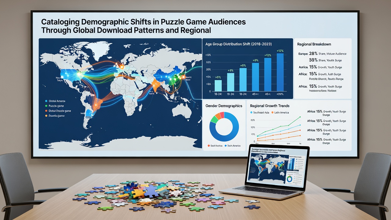 Regional update cycle timeline chart for puzzle games across major markets