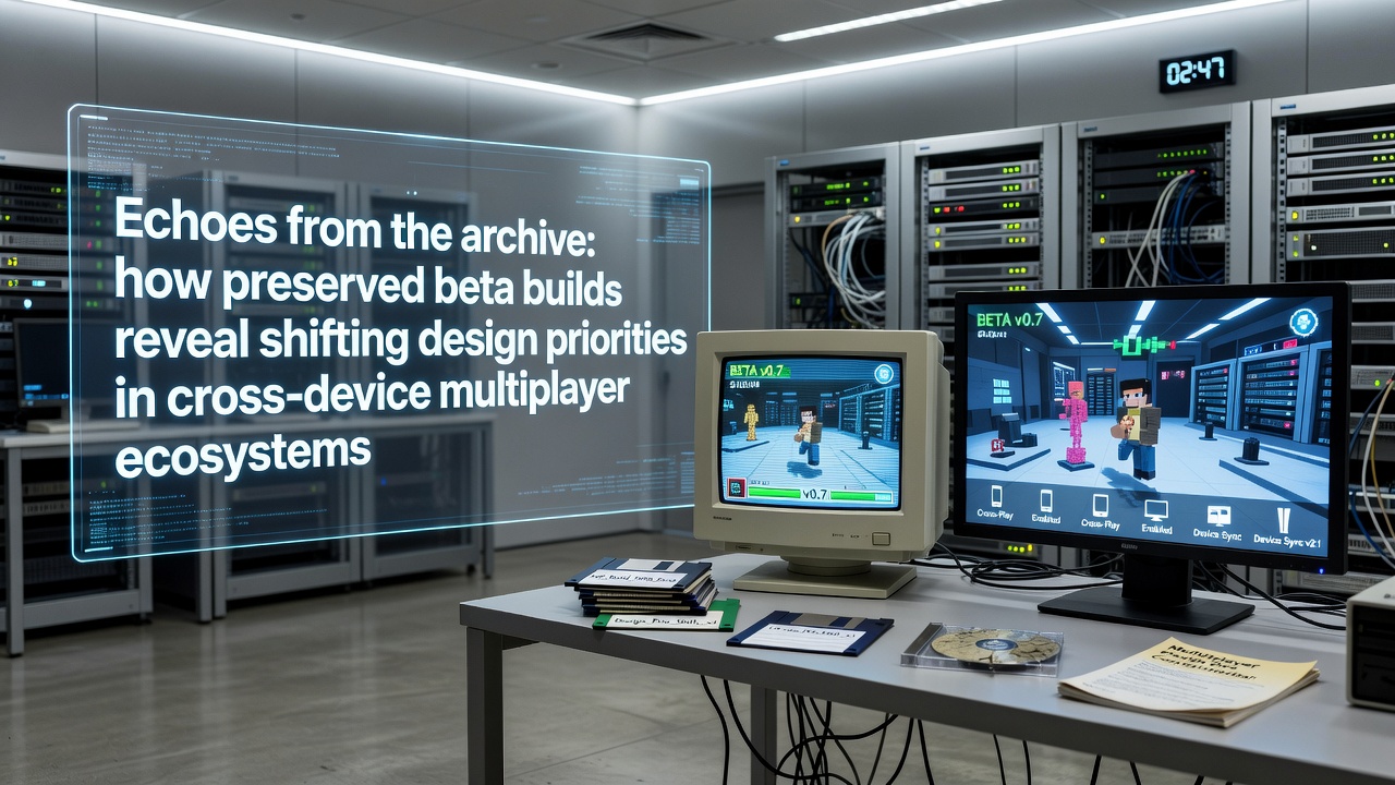 Preserved beta build files from early cross-device multiplayer prototypes displayed in an archive interface