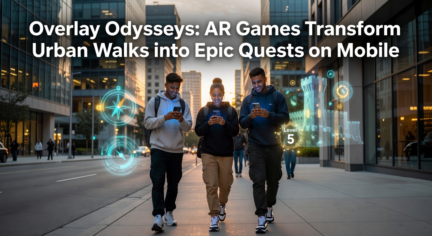 Players engaging with AR overlays on city streets, scanning for virtual quests amid urban bustle