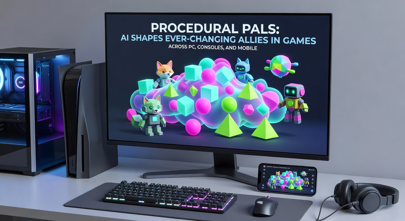 Console screenshot of AI ally adapting tactics mid-battle in a procedural environment, highlighting cross-platform consistency