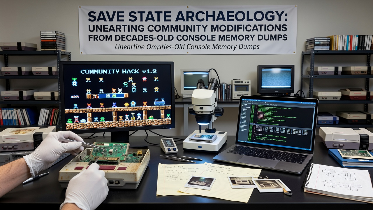 Detailed view of memory dump analysis software highlighting modified code segments from 1990s console saves