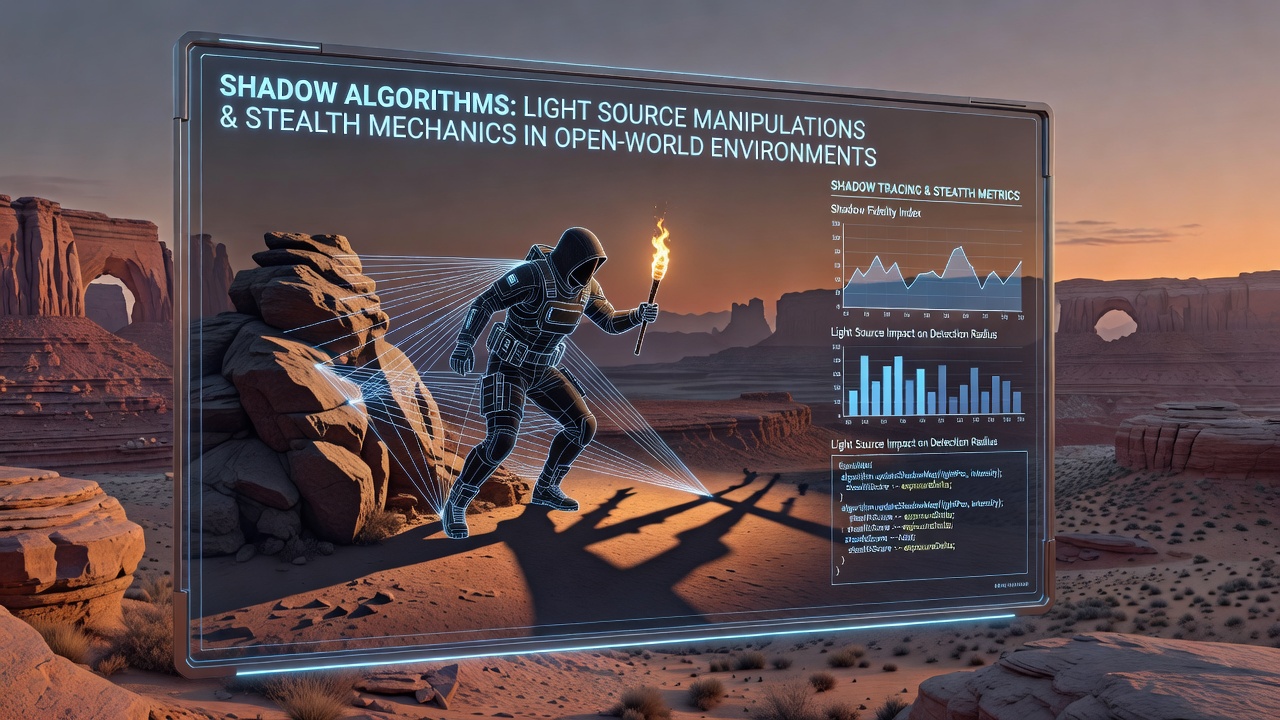 Dynamic lighting affecting guard detection ranges in a nighttime open-world scene