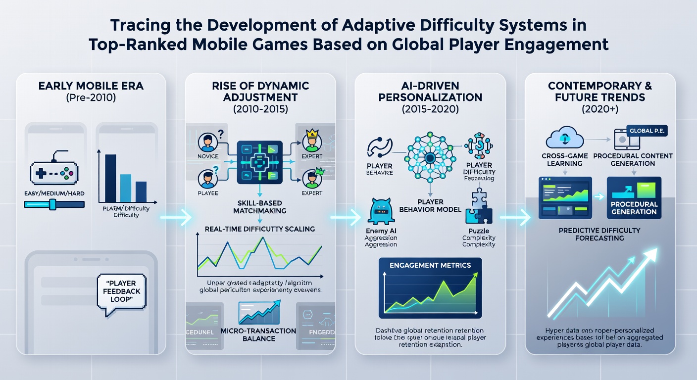 Modern dashboard views of real-time global performance analytics used to calibrate adaptive difficulty in leading mobile games